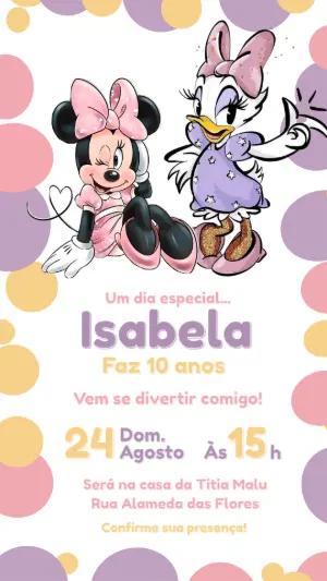 Convite de Aniversário Minnie e Margarida Editável