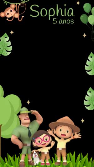 Moldura para Foto Aniversário Infantil Tema Selva Editável
