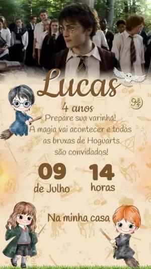 Convite Animado Aniversário Harry Potter para Editar Online