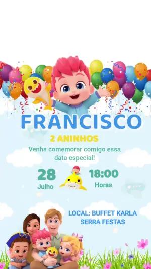 Convite Animado Aniversário Bebefinn para Editar Online