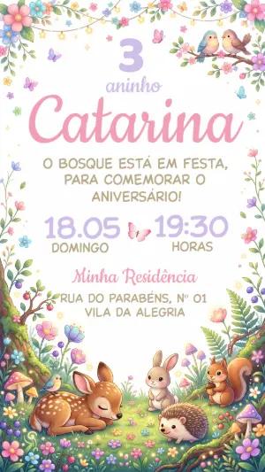 Convite Aniversário Infantil Bosque Encantado Editável