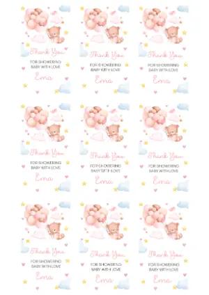 Editable Teddy Bear Baby Shower Thank You Tag Template