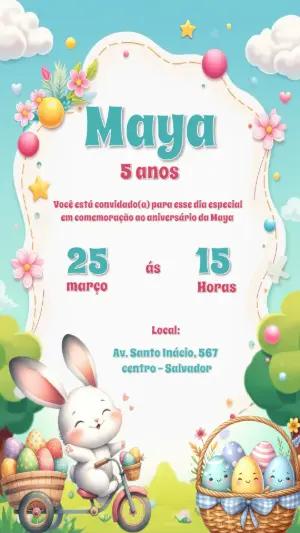 Convite Aniversário Coelhinha Fofa para Editar e Imprimir