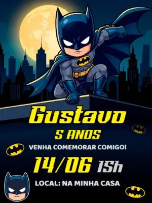 Convite Digital Batman: Modelo de Aniversário Infantil Editável