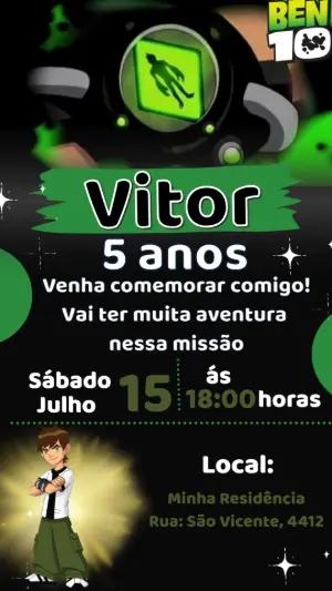 Convite Animado Ben 10: Vídeo de Aniversário para Editar