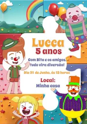 Convite Aniversário Circo Mundo Bita para Editar Online