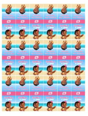 Rótulo para Tic Tac Moana Baby Aniversário Infantil Editável