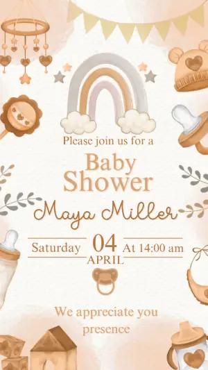 Boho Rainbow Baby Shower Invitation | Editable Digital Template