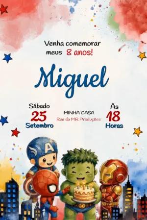 Convite Animado Vingadores Baby: Modelo Editável para Aniversário