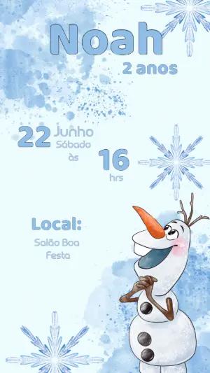 Convite Aniversário Olaf Frozen para Editar Online
