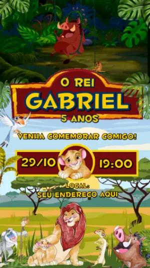 Convite Animado Aniversário O Rei Leão para Editar com Música