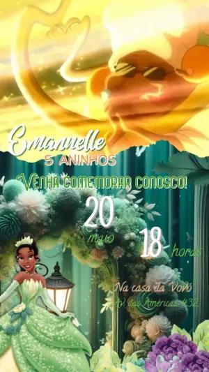 Convite Animado Aniversário A Princesa e o Sapo para Editar