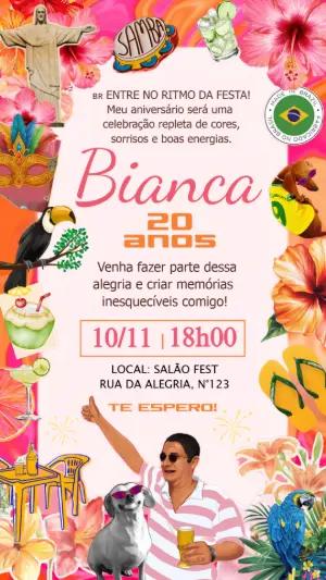 Convite de Aniversário Zeca Pagodinho Brasilidade Editável