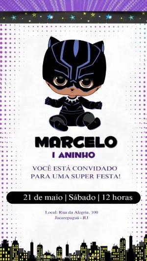Convite de Aniversário Pantera Negra Baby Editável