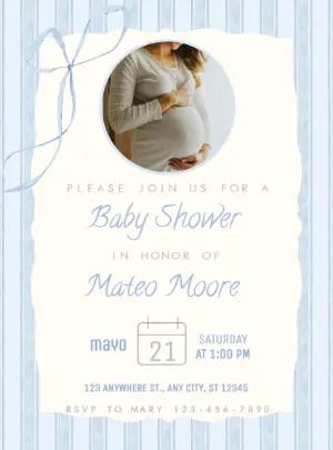 Editable 'Bearly Wait' Blue Baby Shower Invitation Template