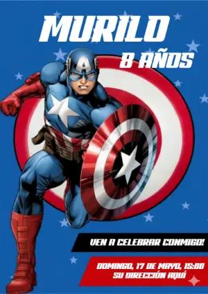 Invitación de Cumpleaños del Capitán América para Editar Online