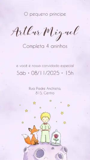 Convite de Aniversário Pequeno Príncipe para Editar Online