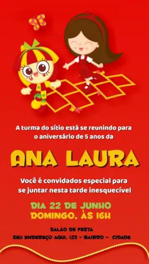 Convite Aniversário Sítio do Picapau Amarelo para Editar Online
