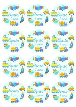 Adesivo de Aniversário Meios de Transporte para Editar Online