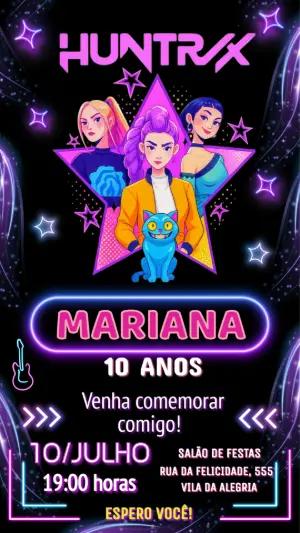 Convite de Aniversário K-pop Neon para Editar