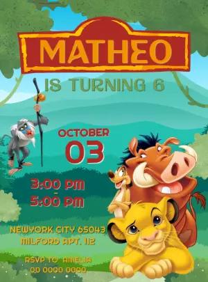 The Lion King Birthday Invitation to Edit Online