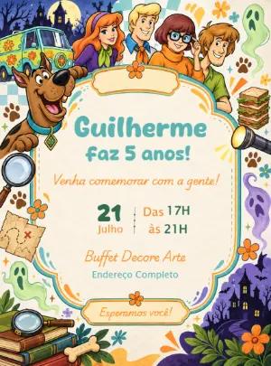 Convite Digital Scooby Doo para Aniversário Infantil Editável
