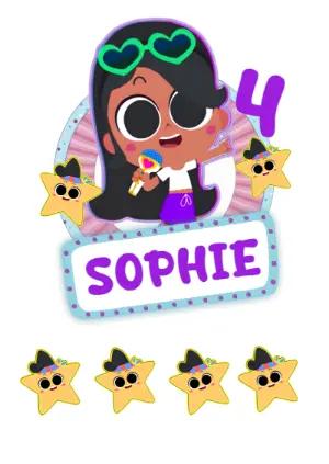 Topo de Bolo Anitinha Pop Star Editável para Aniversário