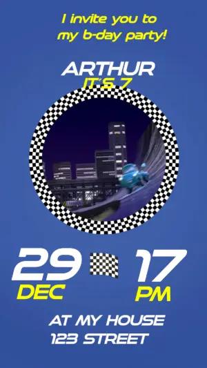 Animated Cars Birthday Invitation | Editable Video Template