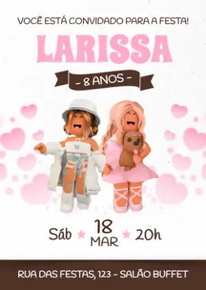 Convite de Aniversário Roblox Menina para Editar Online