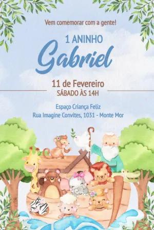 Convite de Aniversário Arca de Noé Aquarela para Editar