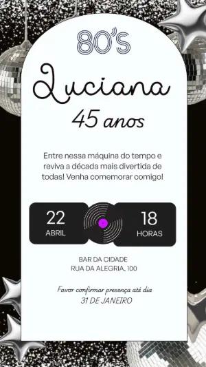 Convite de Aniversário Anos 80 Retrô para Editar Online