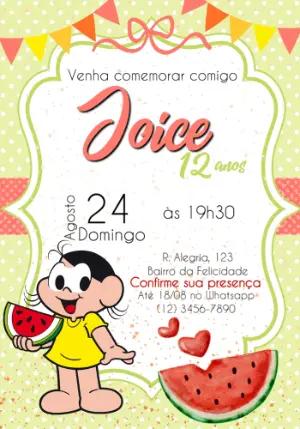 Convite de Aniversário Magali Melancia Editável