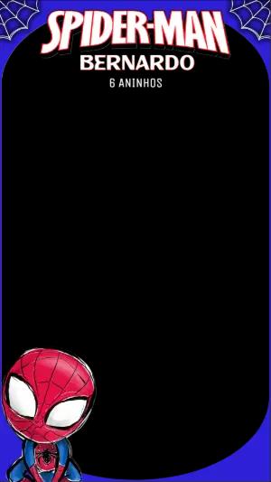 Moldura Stories Aniversário Homem Aranha Cute para Editar
