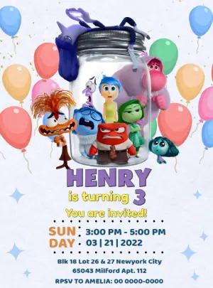 Inside Out Birthday Party Invitation Editable Online