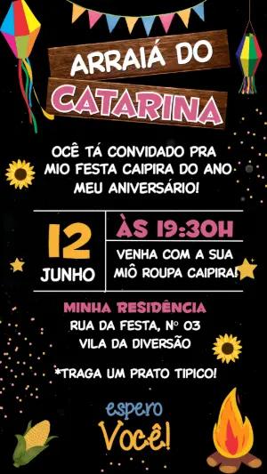 Convite de Aniversário Arraiá Festa Junina Editável