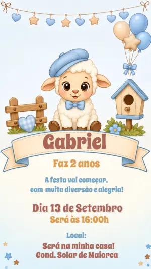 Convite de Aniversário Ovelhinha Fofa Modelo Editável