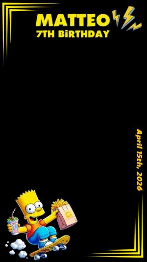 Simpsons Themed Birthday Photo Frame Template for Editing