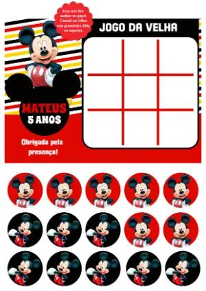 Jogo da Velha Mickey Mouse para Aniversário para Editar Online