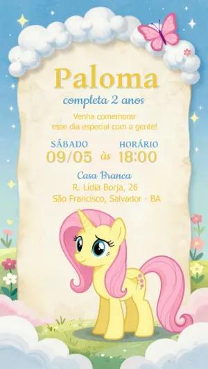Convite de Aniversário My Little Pony Delicado para Editar