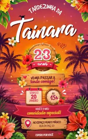 Convite Animado de Aniversário Tardezinha para Editar