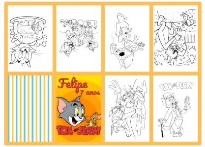 Livrinho de Colorir Tom e Jerry Aniversário para Editar