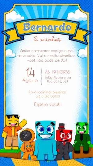Convite de Aniversário Problems e sua turma para editar