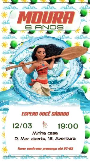 Convite de Aniversário Moana para Editar