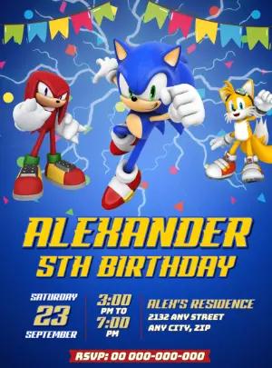 Animated Sonic Birthday Video Invitation to Edit