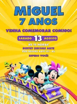 Convite Aniversário Turma do Mickey para Editar Online