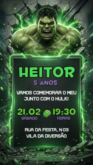 Convite de Aniversário Hulk para Editar