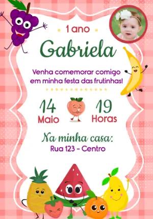 Convite Aniversário Frutinhas com Foto Editável