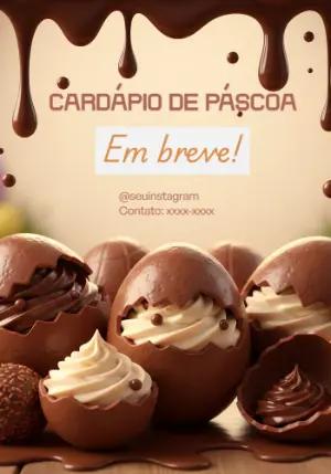 Modelo Editável de Cardápio de Páscoa com Chocolate