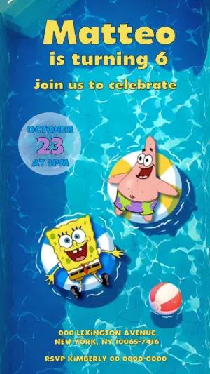 Animated SpongeBob Pool Party Invitation | Editable Video Template