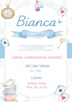 Convite de Aniversário Alice no País das Maravilhas Editável